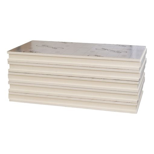 Lot Recticel - Eurowall PIR avec revêtement aluminium - Assemblage à rainure et languette - 100 mm d'épaisseur - 600x1200 mm - Rd 4,60 - 5p/lot = 3,60 m²