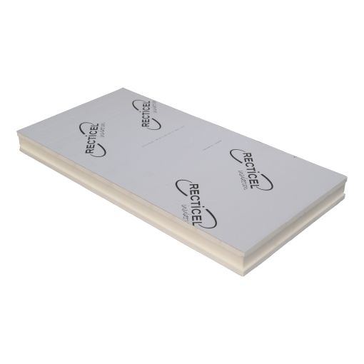 Lot Recticel - Eurowall PIR avec revêtement aluminium - Assemblage à rainure et languette - 60 mm d'épaisseur - 600x1200 mm - Rd 2,7 - 8p/lot = 5,76 m²