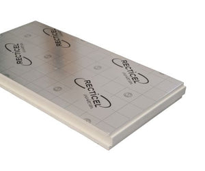 Lot Recticel - Eurowall PIR avec revêtement aluminium - Assemblage à rainure et languette - 100 mm d'épaisseur - 600x1200 mm - Rd 4,60 - 5p/lot = 3,60 m²